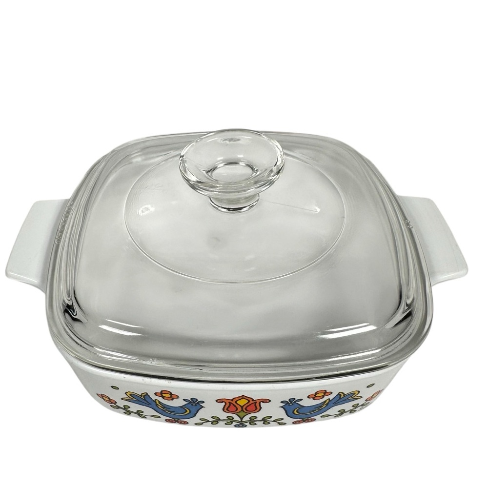 VINTAGE 1975 CORNING WARE Bluebird Of Happiness 1 Qt Casserole Dish with Lid - Picture 4 of 10